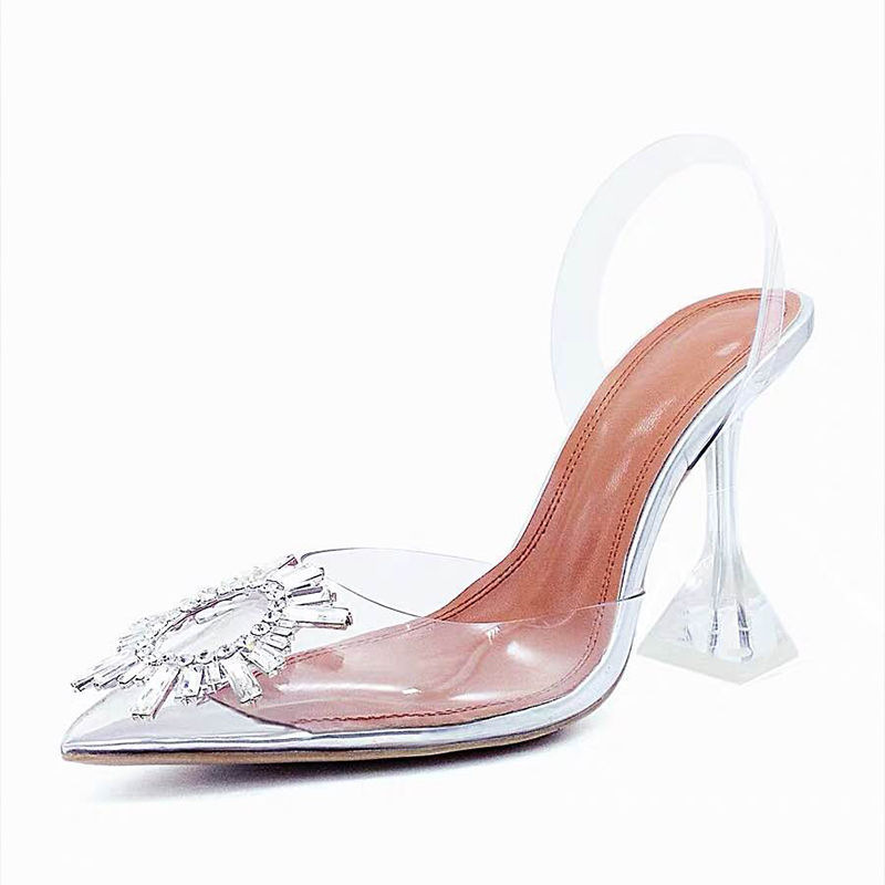 4142 Large Size Sandals for Women, Fairy Style Summer Stiletto Heels, Sexy Ladies' Flats with Crystal High Heels for Women