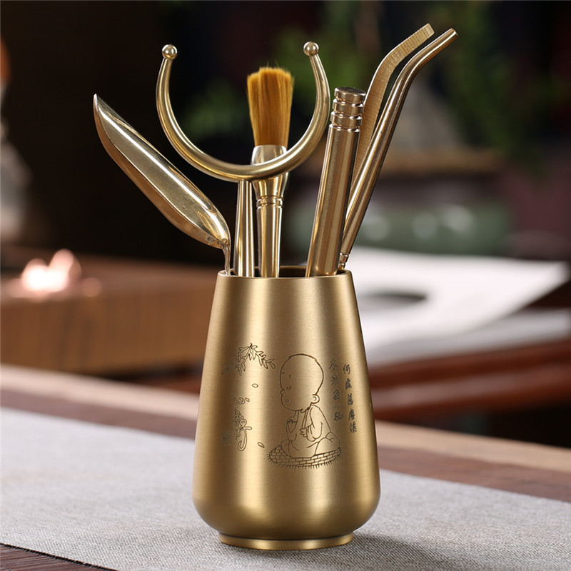 纯铜茶夹洗杯夹功夫茶镊子茶杯夹茶叶夹子茶道六君子套装茶具配件|ms