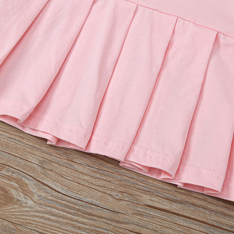 فستان جديد للفتيات بأكمام قصيرة ، تنانير للأطفال ذات اللون النقي display picture 6