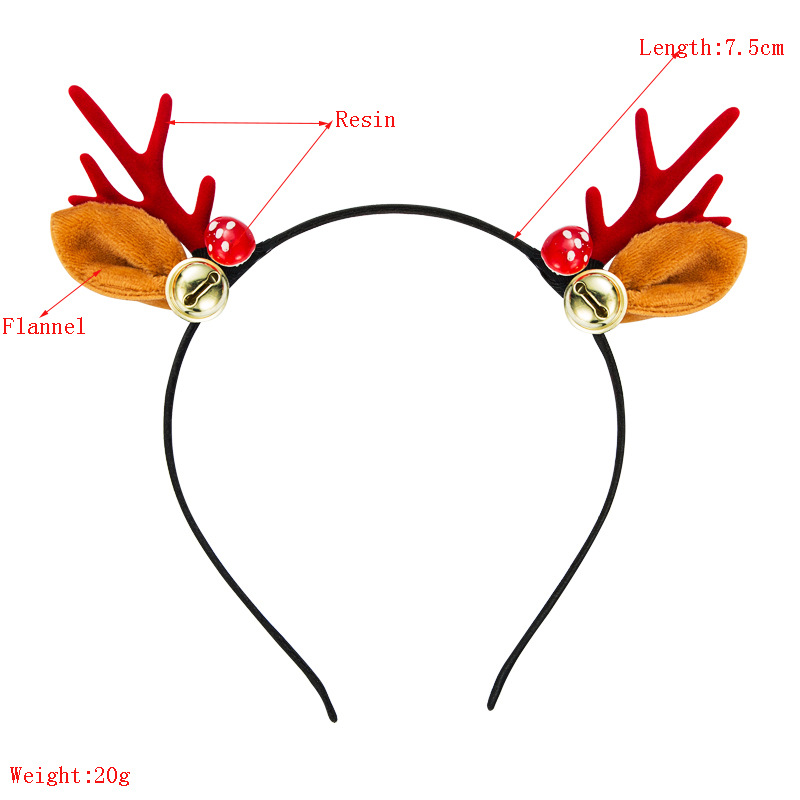 Christmas Series Resin Mushroom Flannel Bell Antlers Hair Band display picture 1