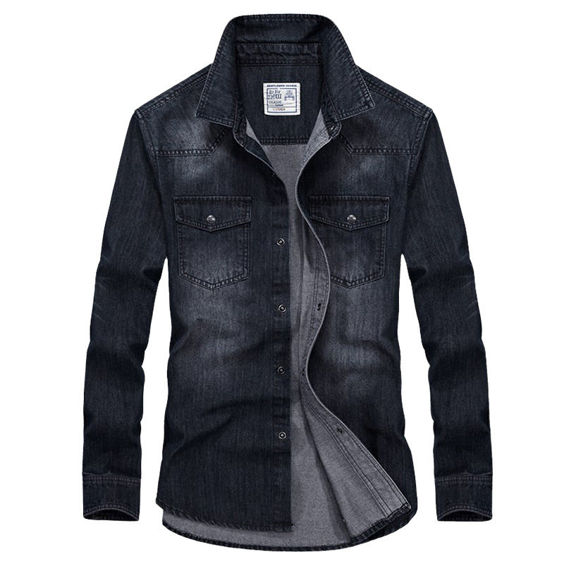 Camisa de manga larga de mezclilla transfronteriza primavera y otoño transpirable juventud algodón moda casual guapo camisa de todos los partidos de los hombres en stock