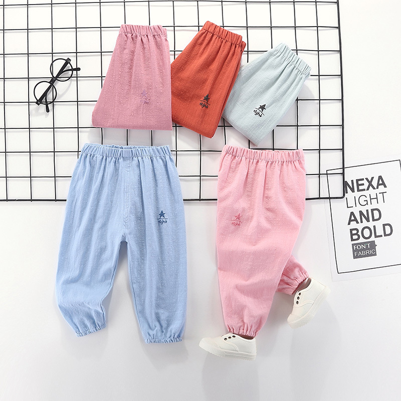 儿童防蚊裤夏季男童装女童棉麻棉质灯笼裤长裤中大童裤子宝宝夏装|ms