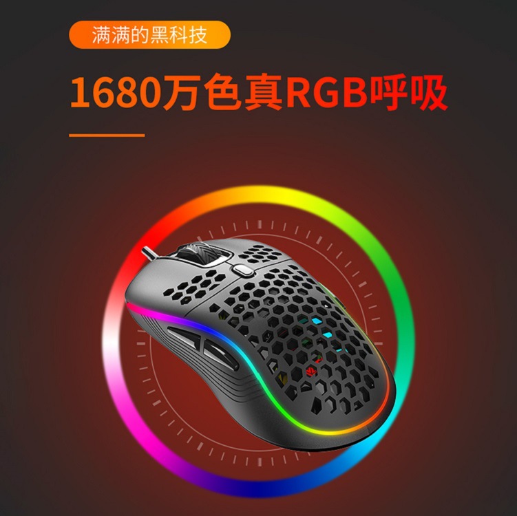 洞洞鼠标厂家直销电脑外设lol机械有线wish亚马逊usb蜂窝游戏鼠标