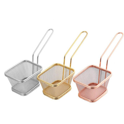 Stainless steel Fine mesh Mini Frying basket Screen sieve Square snack basket Daily Oil grid