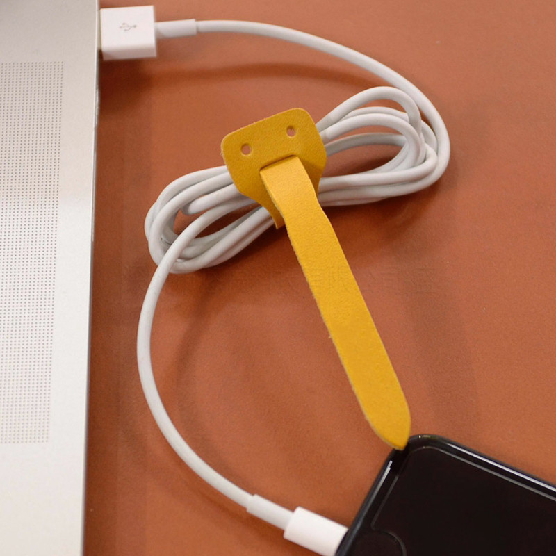 创意PU皮革扎带 个性充电线数据线绑带 耳机绕线器理线器皮扎带