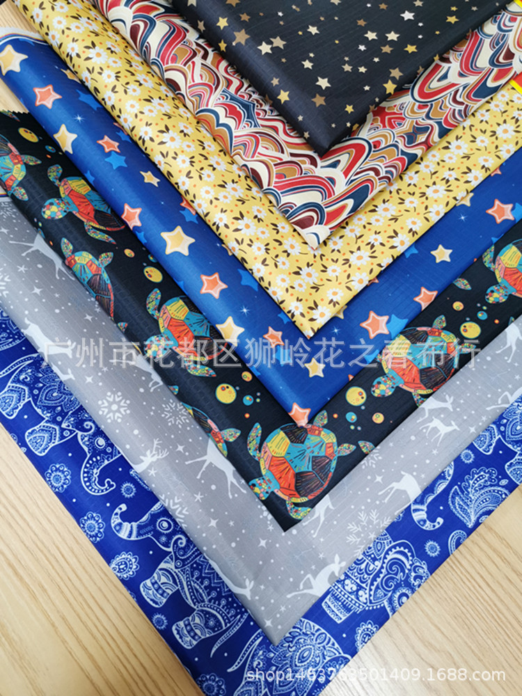 花之春数码印花210D涤纶牛津布格子印花面料批发一手货源厂家直销