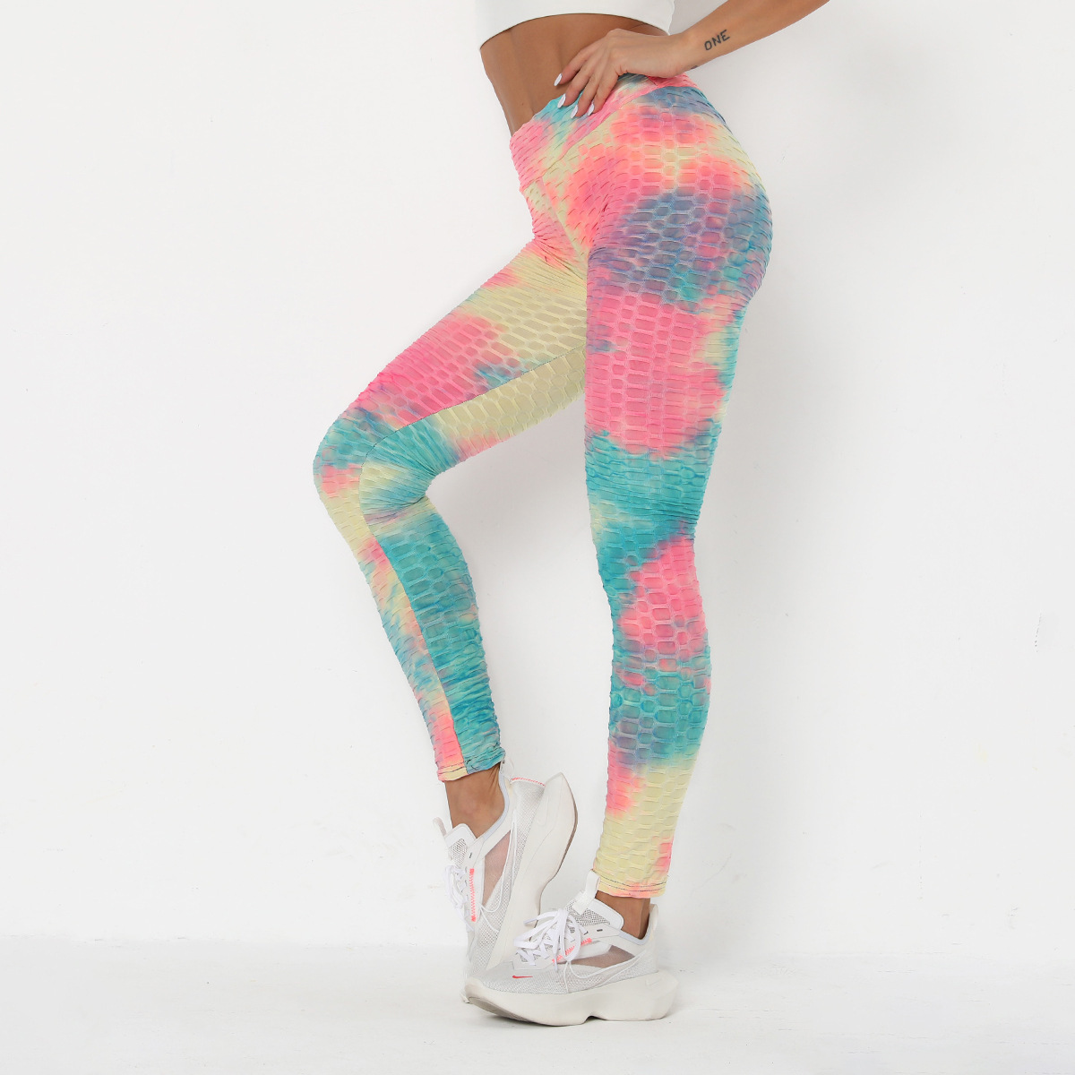 pantalones de yoga con efecto tie-dye en jacquard de tinta NSNS11006