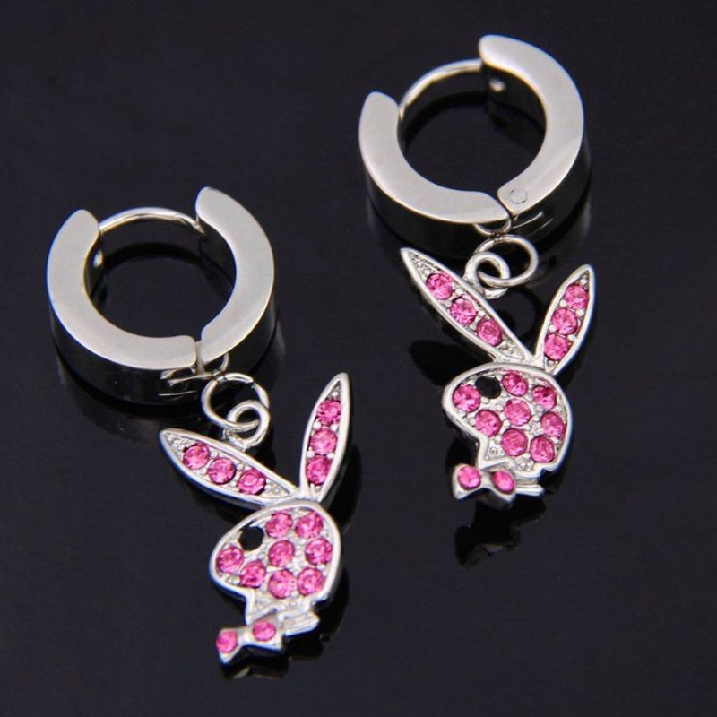 Women'S Gender 1 Pair Hip-hop Rabbit Stainless Steel Inlay Rhinestones Drop Earrings