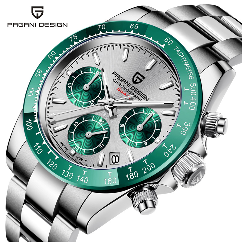 Venta al por mayor bojiani PAGANI reloj de hombre 6-PIN calendario multifunción Calendario de acero inoxidable casual reloj impermeable 1644