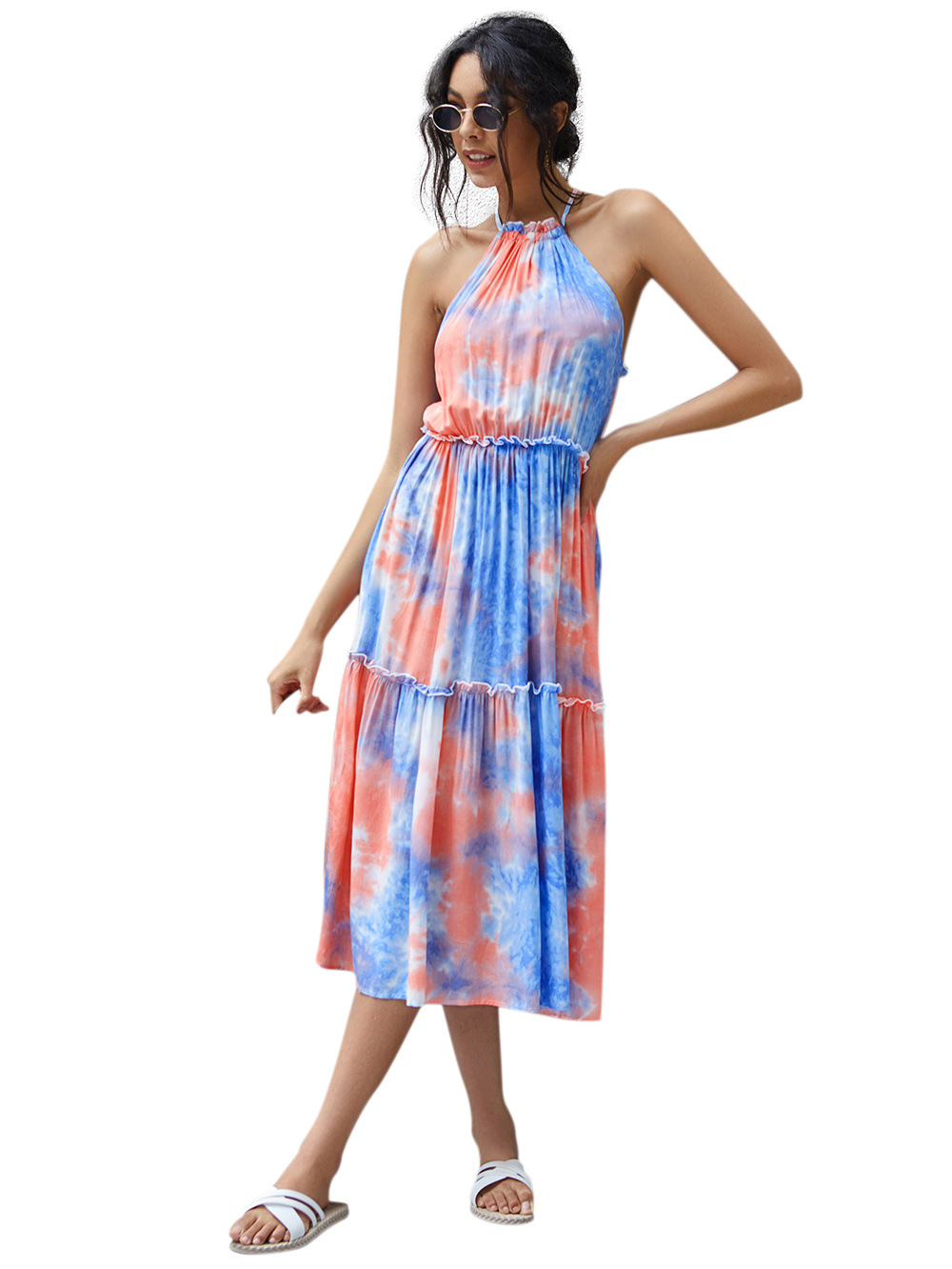 summer new fashion hot style sexy bandage strapless bow tie-dye dress NSDF1291