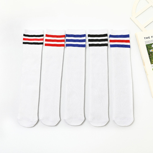Children's knee-high socks, girls' tall socks, spring and autumn student long socks, over-the-knee boys' sports cotton socks, football socks