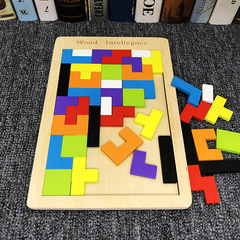 Direct Sales Wooden Tetris Puzzle Manufacturer for Children's Cognitive Development Early Education Puzzle Board Kindergarten Brain Teaser Toy
