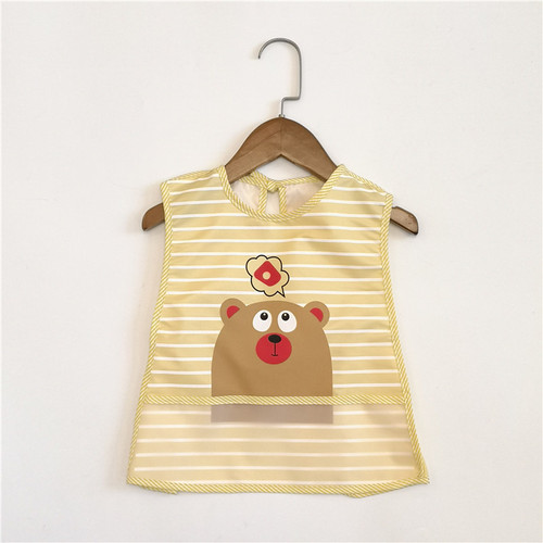 Four seasons new children's cartoon waterproof coveralls eating clothes baby sleeveless reverse wearing bib bib 0-3