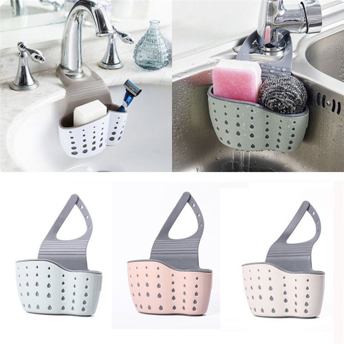Sink drain hanging bag kitchen storage rack adjustable snap faucet sponge double layer drain hanging basket