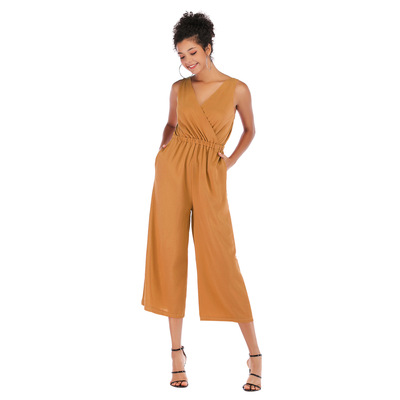 2020 AliExpress Best Sellers Waist Backless Casual pants Shoulder strap Solid Chiffon Jumpsuits Easy trousers