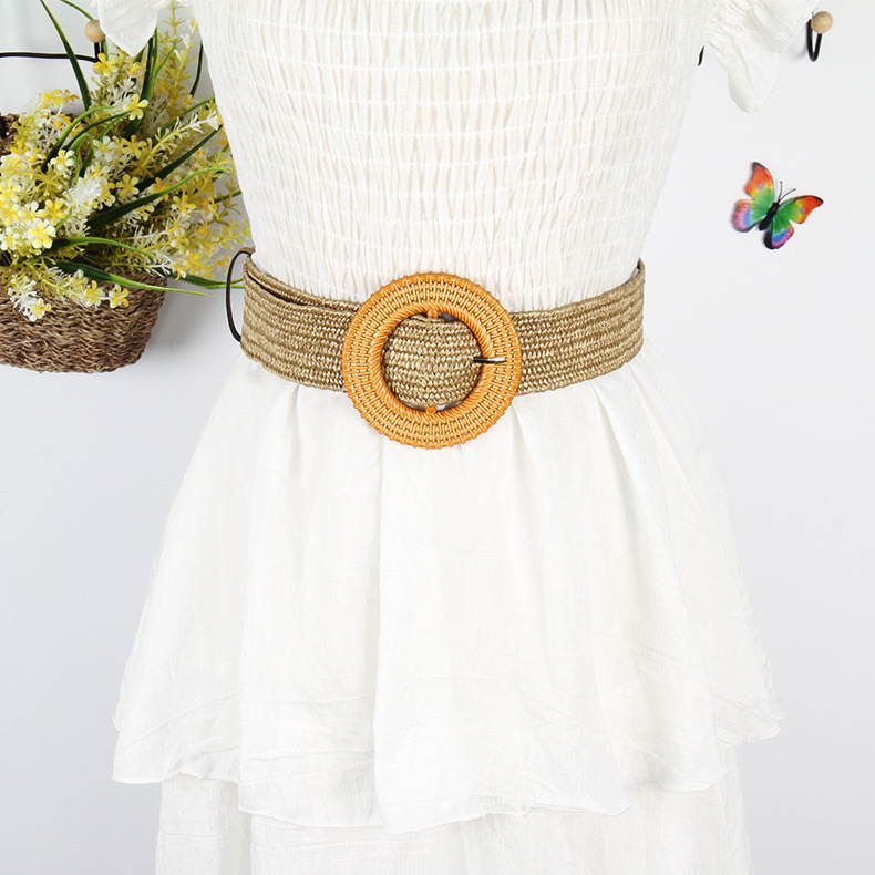 Beach Occasion Solid Color Pattern Commute Solid Color Cloth Woven Belt Women's Woven Belts