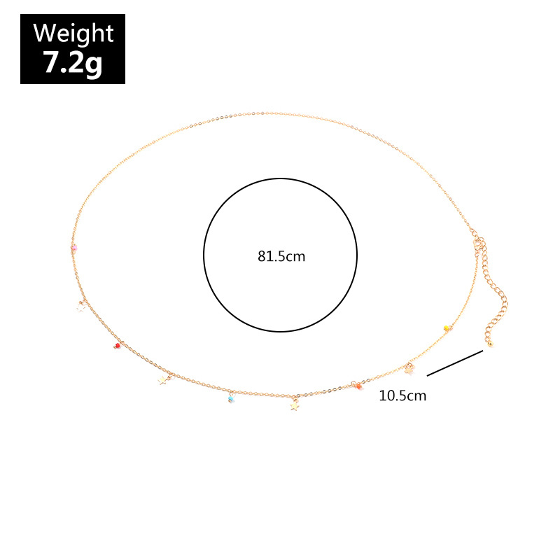 Dz0107 Europäischer Und Amerikanischer Grenz Überschreiten Der Schmuck Ins Beliebte Farbe Reis Perlen Körper Kette Frauen Urlaubs Stil Stern Anhänger Taille Kette display picture 2