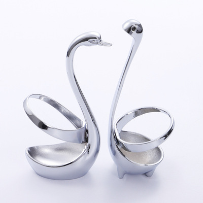 锌合金创意天鹅底座甜品餐具水果叉水怪签摆放装饰摆件品定制|ru