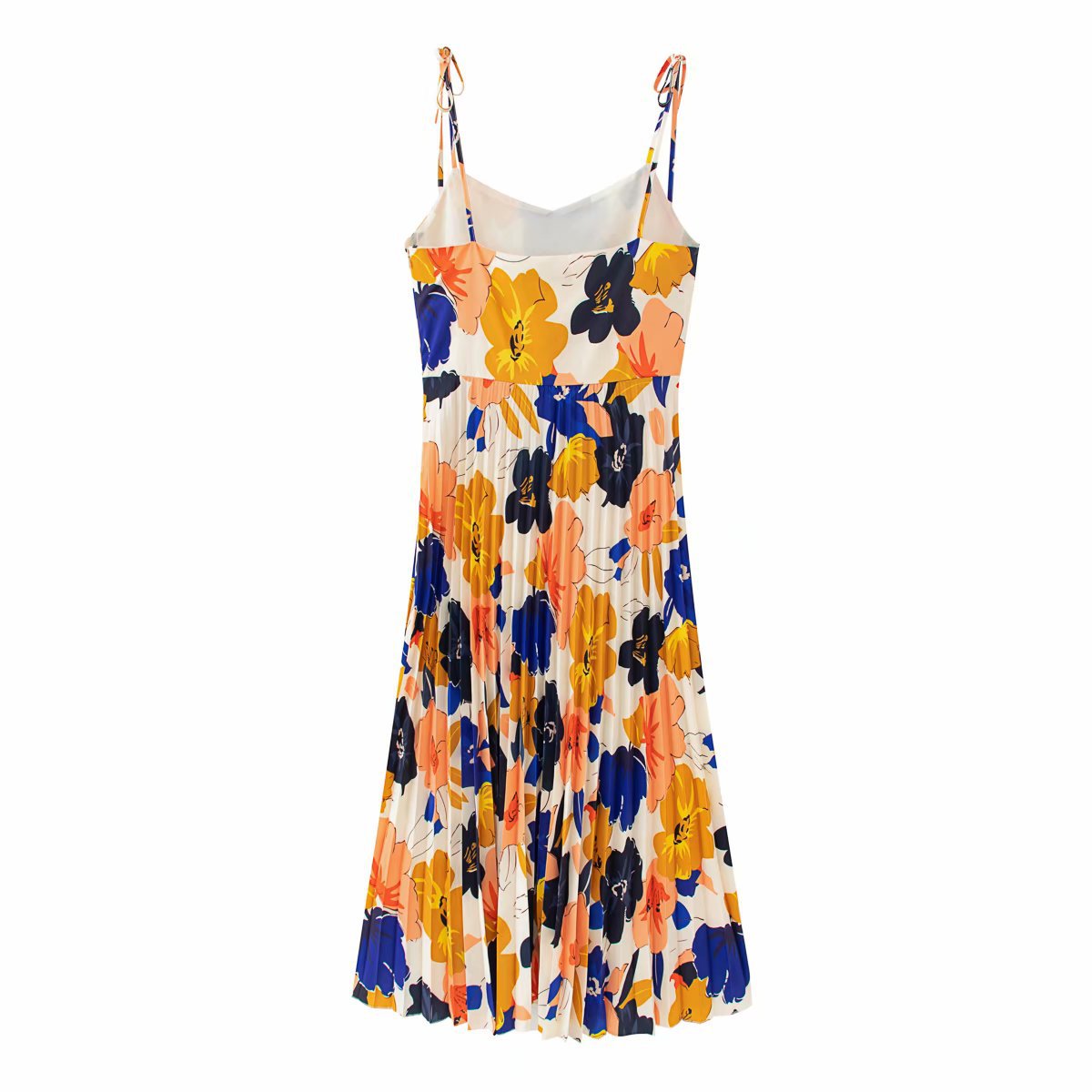 Women's Pleated Skirt Pastoral V Neck Printing Patchwork Sleeveless Flower Midi Dress Daily display picture 2