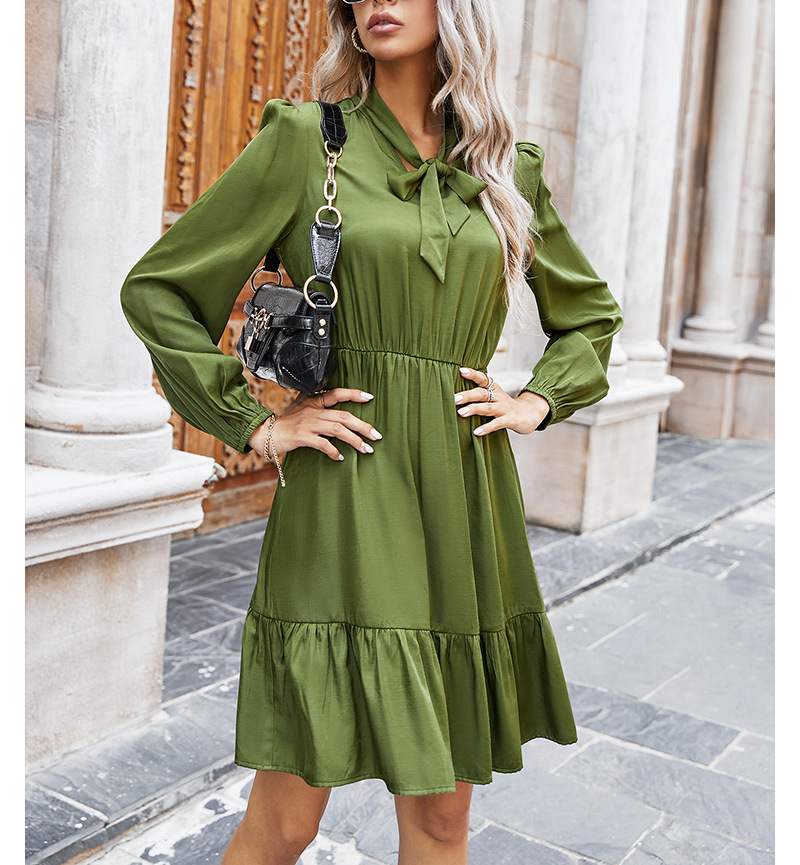 women s clothing 2020 new autumn solid color tie rope dress NSKA198