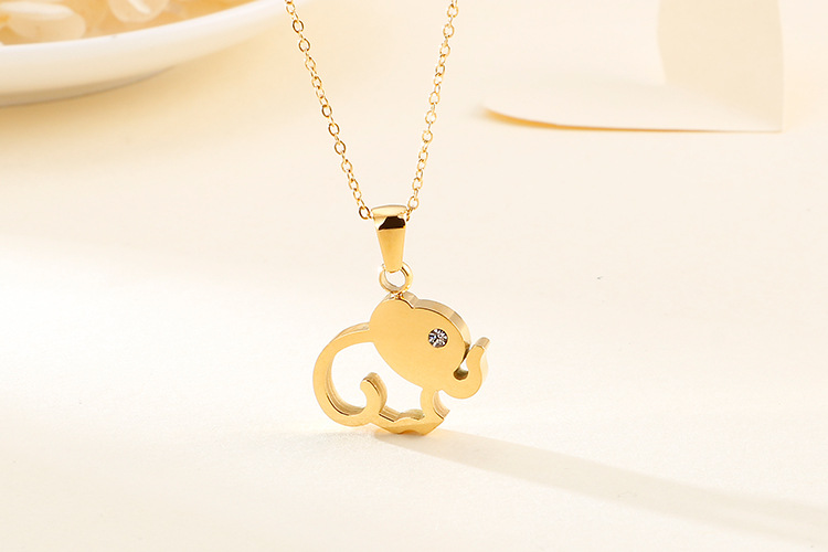 Simple Stainless Steel Hollow Elephant Necklace Earrings Set Wholesale display picture 10