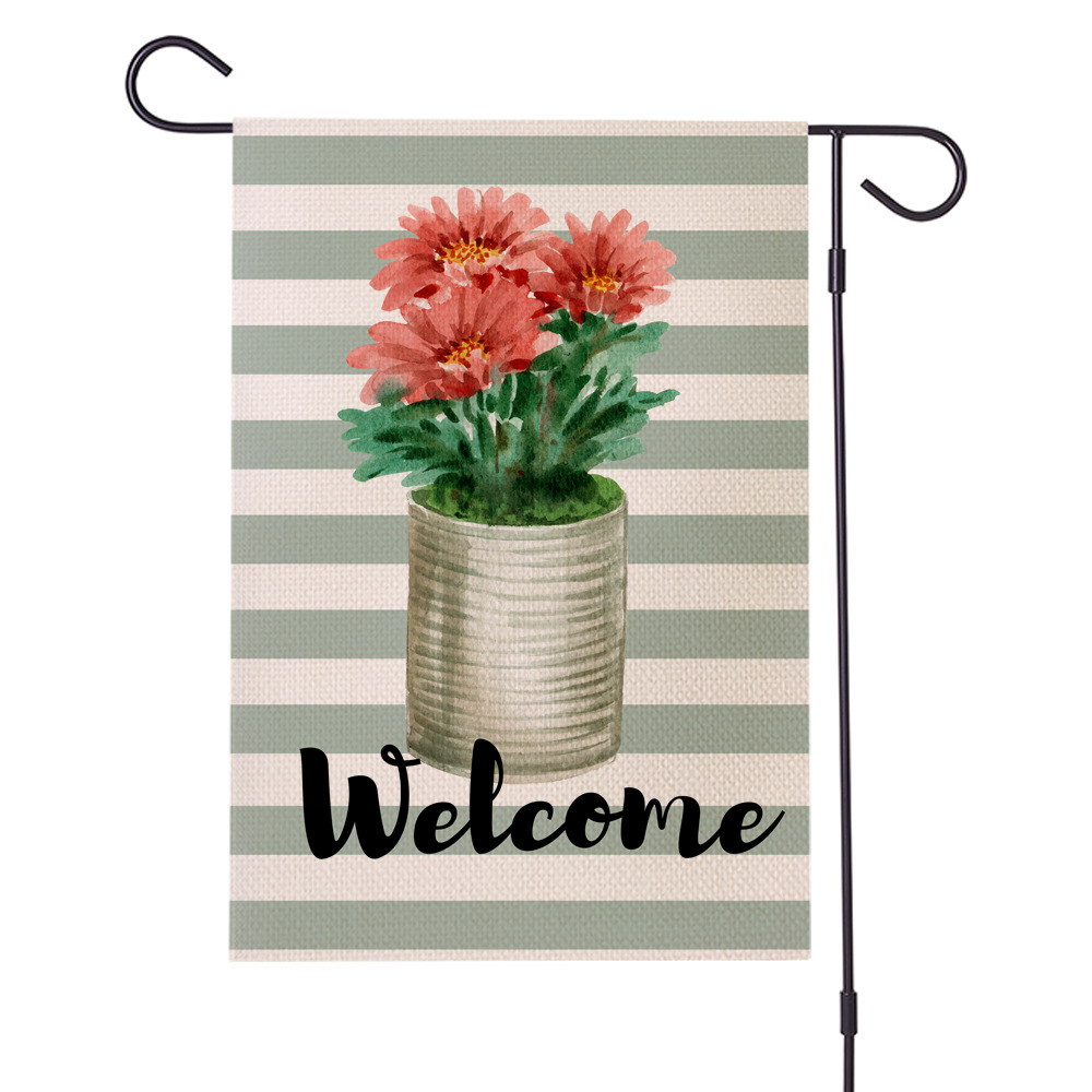 跨境热销 户外系列防水亚麻花园旗 双面庭院节日旗 支持定制