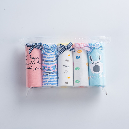 Five bags of plus size girls' underwear, simple printed cotton underwear, mid-waist briefs, cotton women's underwear