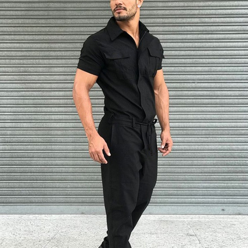Men's Cargo Jumpsuit Casual Jumpsuit Belt Jumpsuit_voghion.com