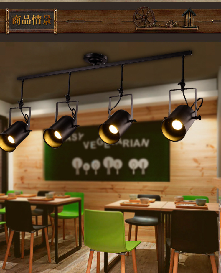 美式loft复古轨道吊灯创意个性工业风服装店酒吧台咖啡厅铁艺射灯-阿里巴巴