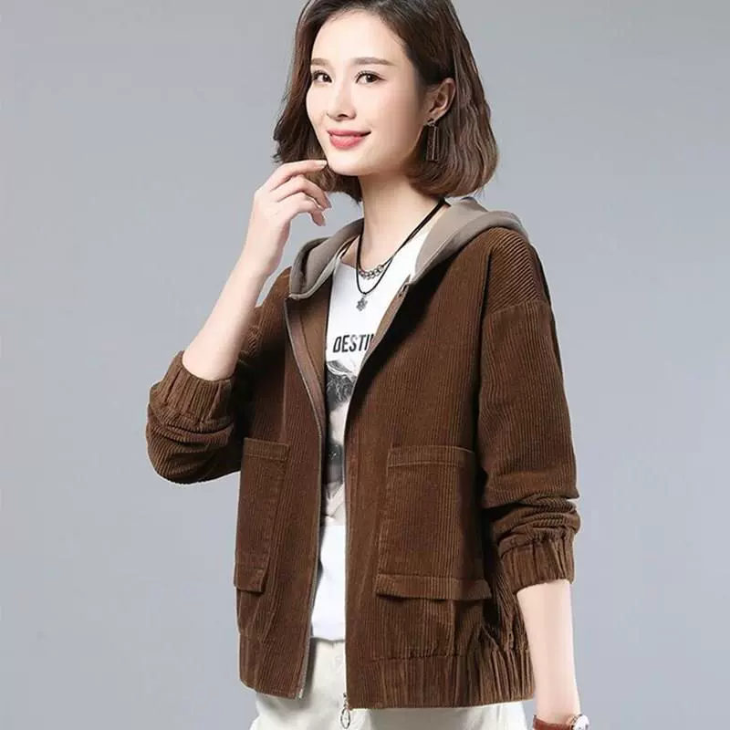 Оверсайз дамский костюм из вельвета demi-season leisure jacket в армейской зелени, кофе, персик - размеры M до 3XL
