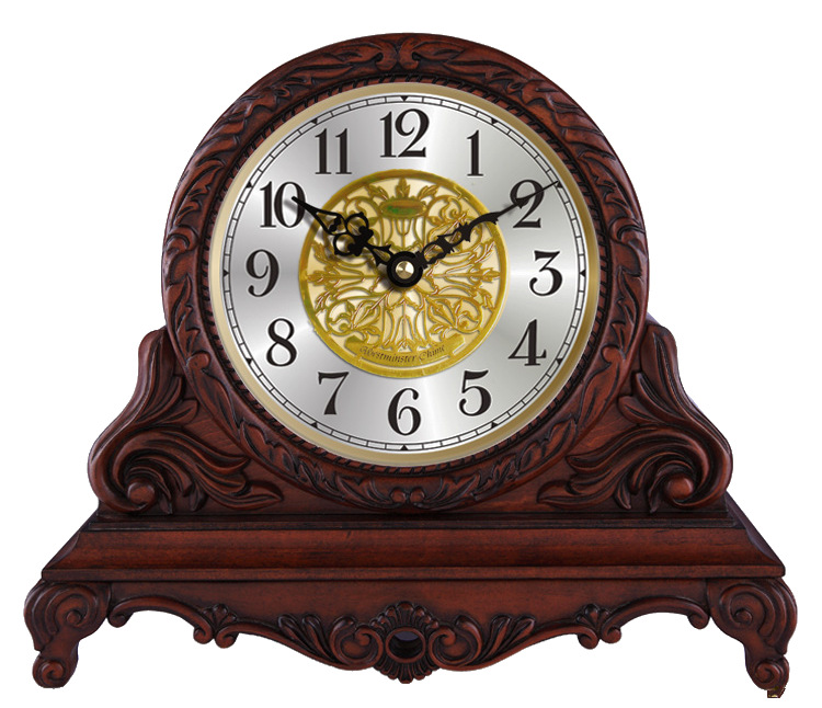 高檔實木座鍾客廳歐式複古鍾表靜音機芯報時鍾T1109
