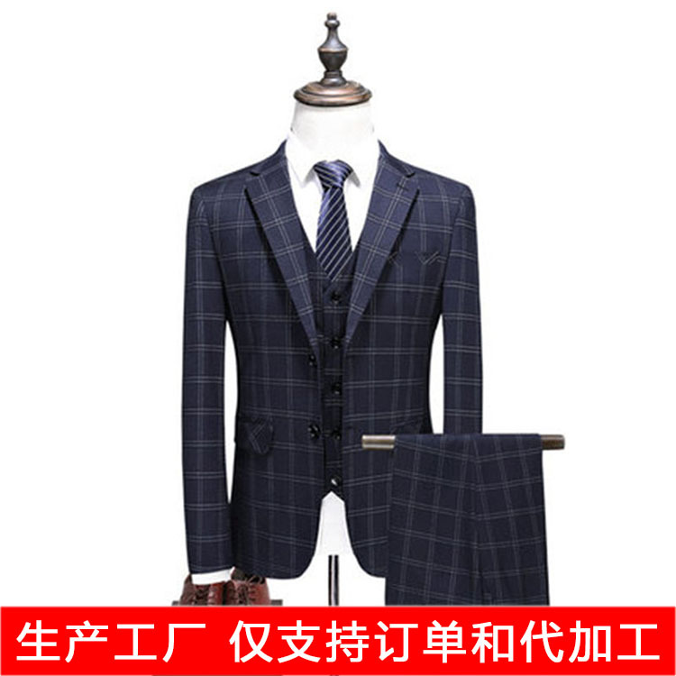 Factory direct sale checkered black suit...