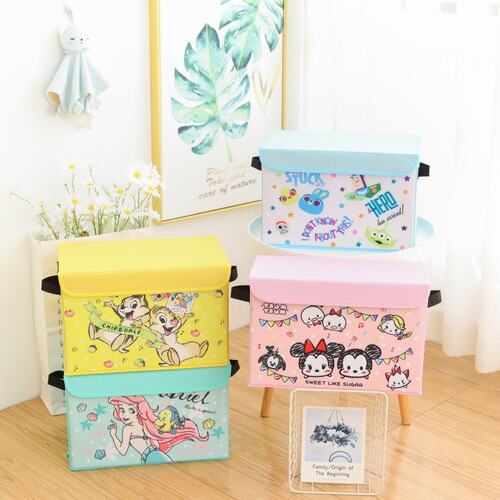 New large-capacity folding storage box Stitch PU waterproof children's toy sundry storage box car