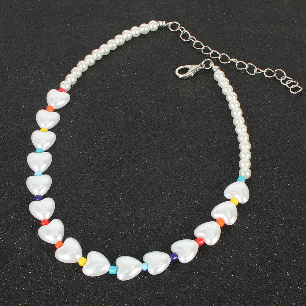 All-match Colorful Rice Beads Short Special Heart-shaped Pearl Necklace display picture 4