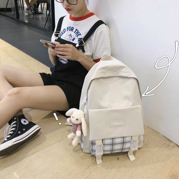 Schoolbag Korean Fashion Harajuku Cute Girl Student Small Fresh Contrast Color Plaid Backpack  Wholesale Nihaojewelry display picture 70