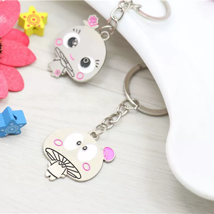 Love Emoticon Mushroom Drops Drop Couple Caps Anime theme Key Chain Circle Valentine's Day Gift T022