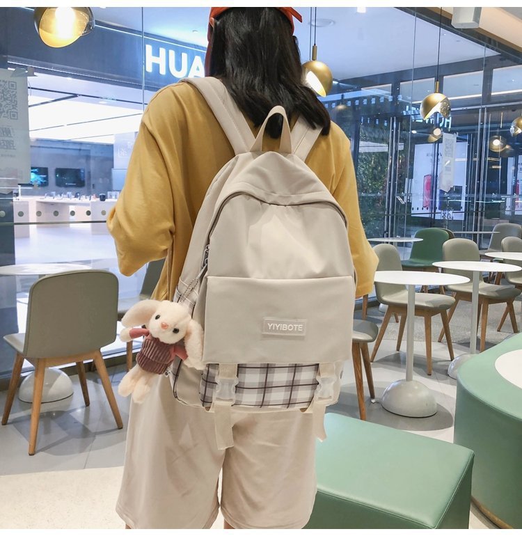 Schoolbag Korean Fashion Harajuku Cute Girl Student Small Fresh Contrast Color Plaid Backpack  Wholesale Nihaojewelry display picture 14