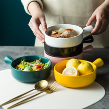 北欧烤箱焗饭碗陶瓷水果沙拉碗家用早餐碗盘烘培单柄烤盘摆拍盘子