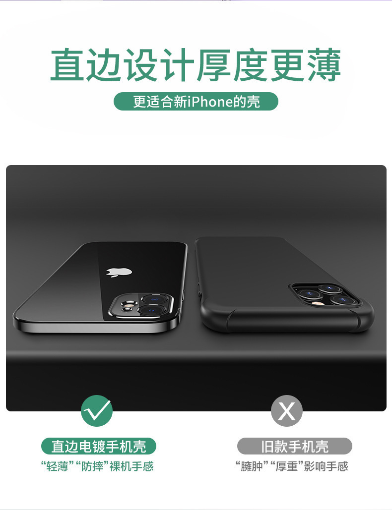 Helper description picture: Suitable for iPhone 12 mobile phone shell right-angle electroplating iphone 11 P