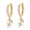 Earrings, zodiac signs, zirconium, suitable for import, simple and elegant design, micro incrustation, diamond encrusted