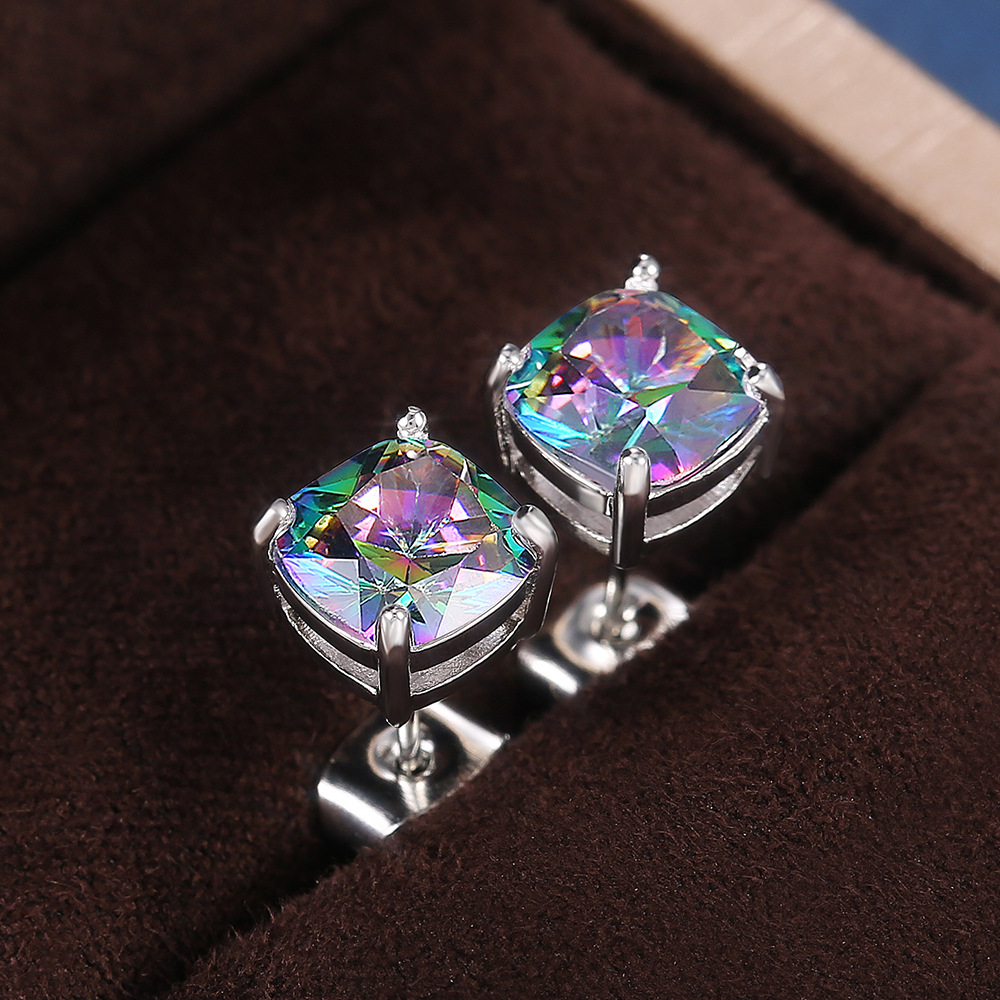 Fashion Square Zircon Geometric Copper Earrings Wholesale display picture 3