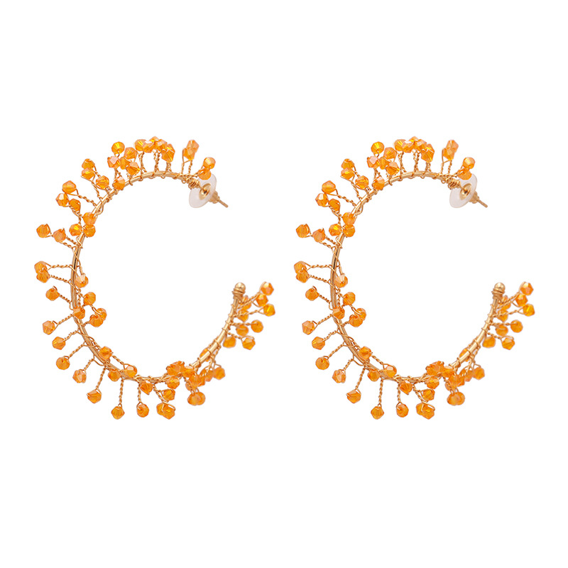 Fashion C Shape Inlaid Pearls Alloy No Inlaid Earrings Ear Studs display picture 4