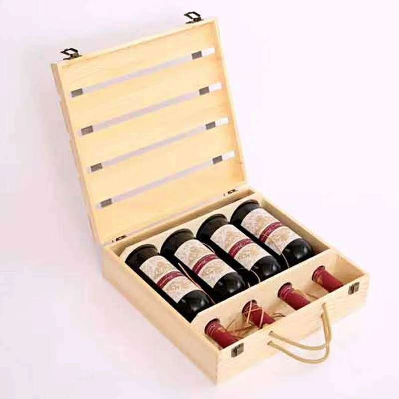 木质红酒盒红酒礼品盒4支装白酒礼盒葡萄酒木箱子四支装红酒木盒