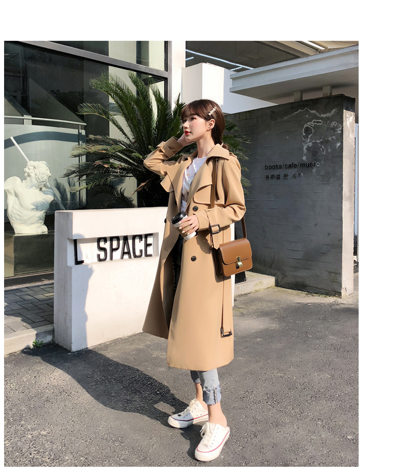 Women's Casual Solid Color Double Breasted Coat Trench Coat display picture 1