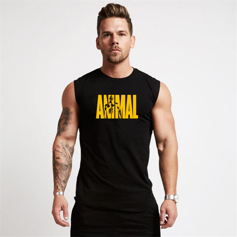 Foreign trade tight training sleeveless T-shirt mens tank top letter printing gym fitness men's sports vest