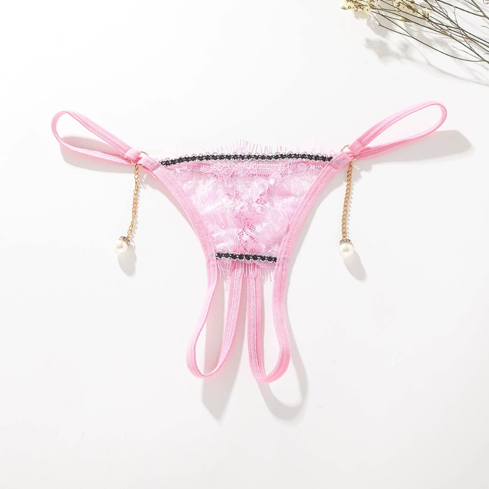 Женские прозрачные кружевные стринги G-String, декоративная цепь и жемчуг, размерные диапазоны F/M–XL