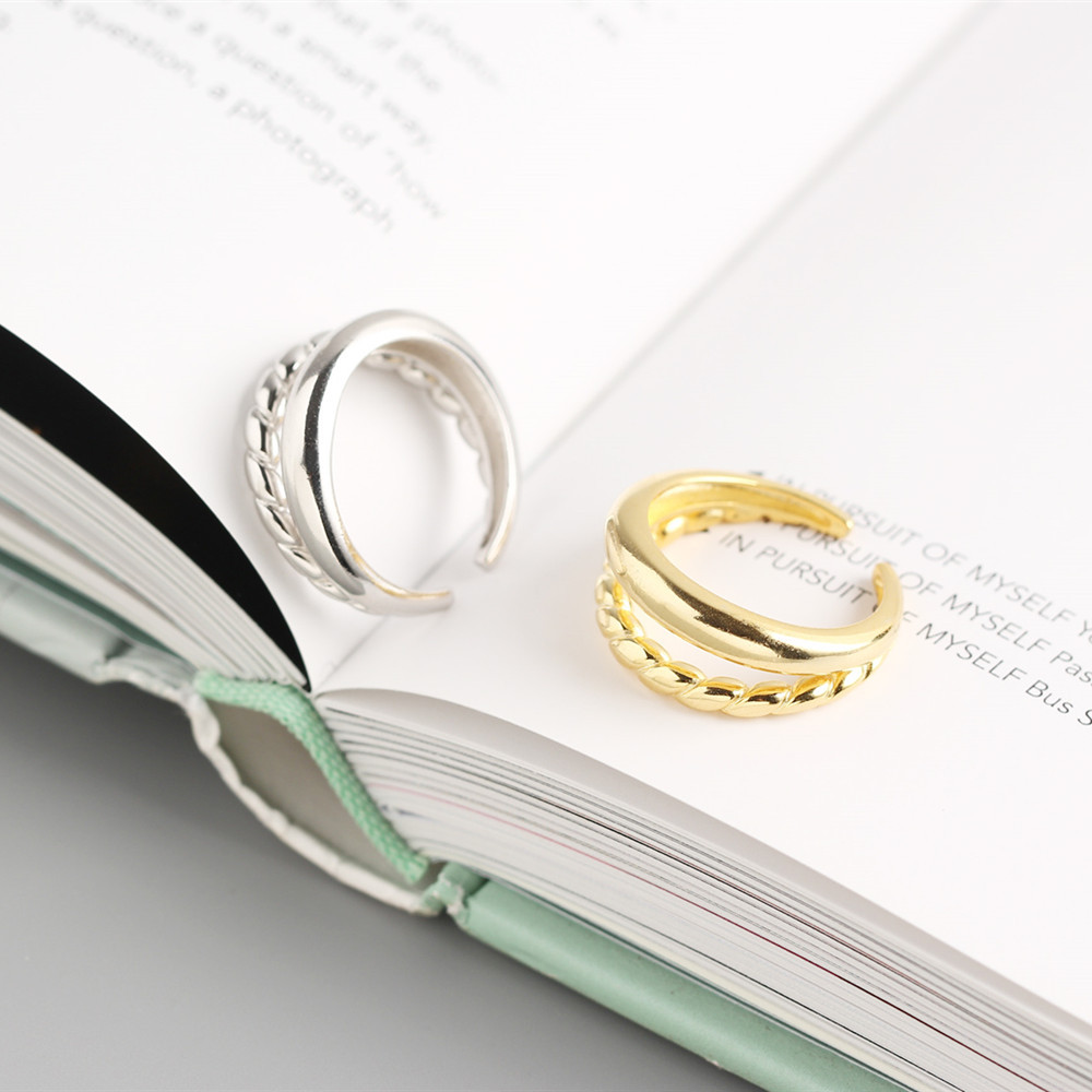 Tyj0289 Japanese and Korean Style S925 Sterling Silver Ins Minimalist Geometric Double-Layer Glossy 