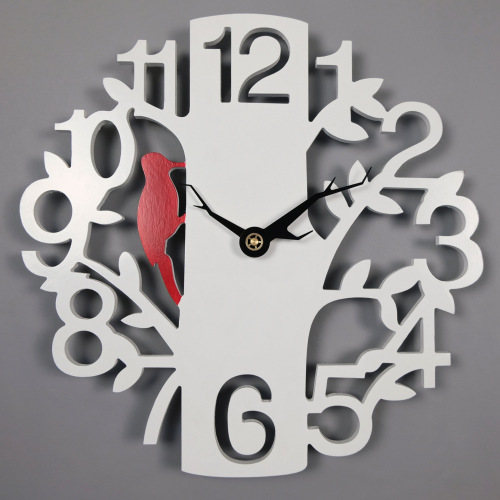 European Style Creative Romantic Large Number Abstract Clocks, Ginkgo Wood Light Luxury Living Room Home Dining Room Modern Simple Hanging Clock