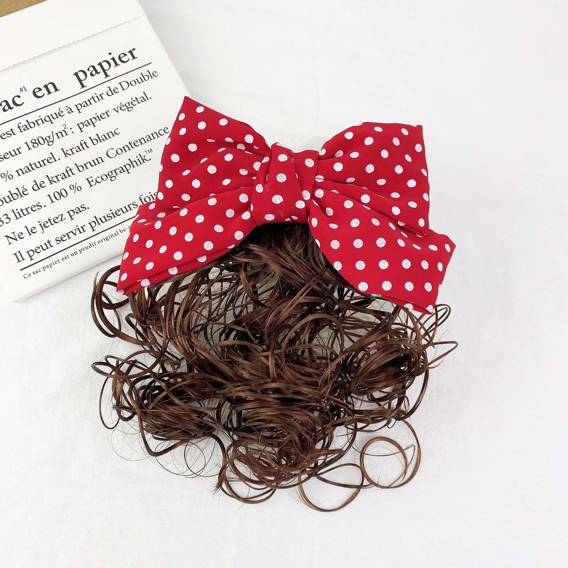 Korean Children's Checkered Bowknot Wig  Clip display picture 8