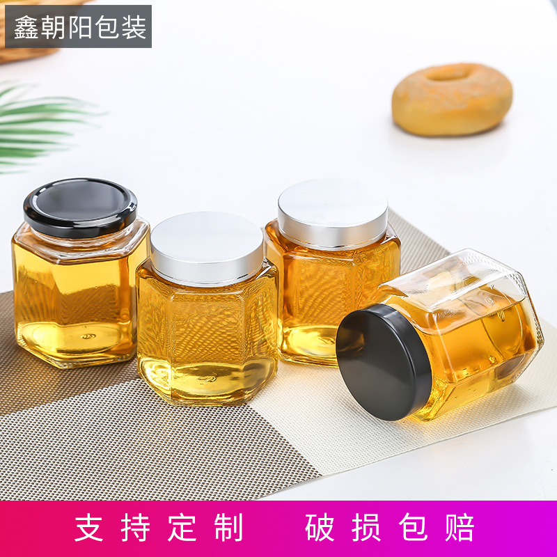 honey Glass Canister Condiment bottles With cover Food Packaging chili patse Jam Storage A bottle customized